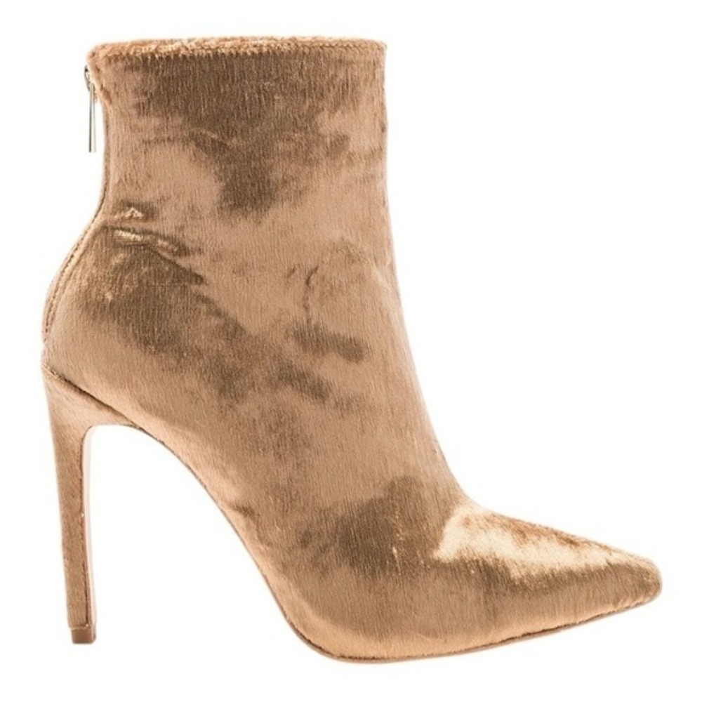 Chrissy Teagan x Raye Women's Gold Velvet Stiletto Ankle Christine Bootie Size 9